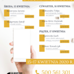 Plan telefonicznych dyżurów w ośrodku: 15-17 kwietnia 2020 r.