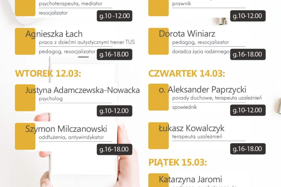 Dyżury telefoniczne – 11-15.03.2024