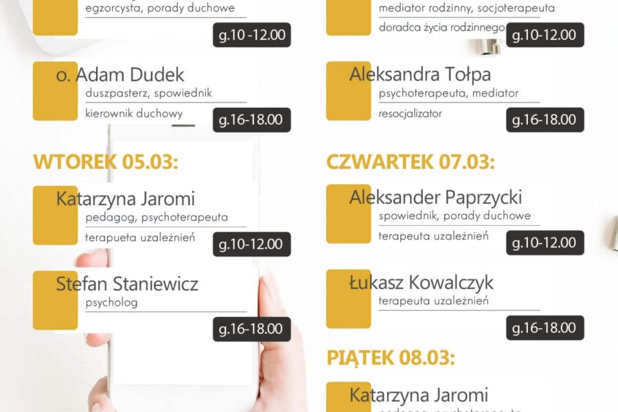 Dyżury telefoniczne – 4-8.03.2024