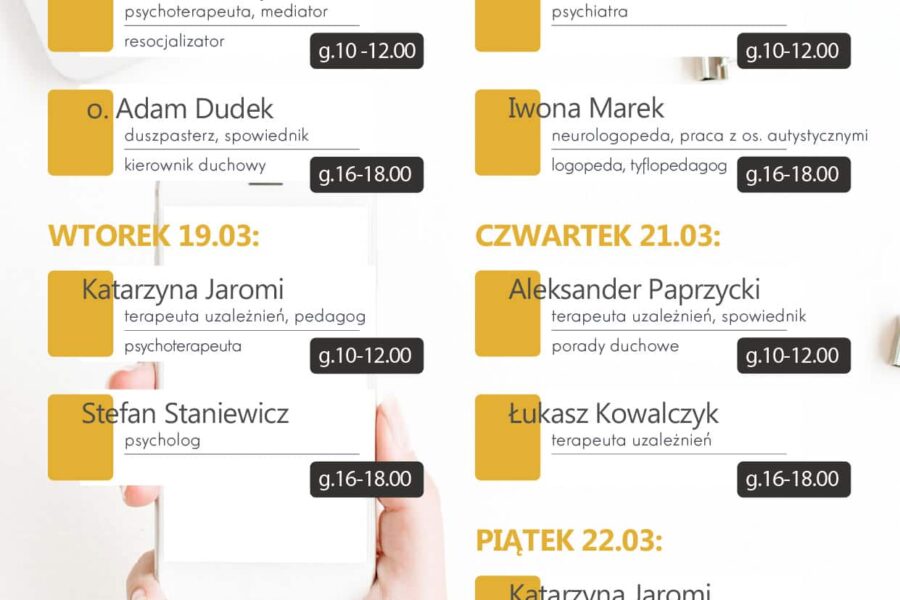Dyżury telefoniczne – 18-22.03.2024