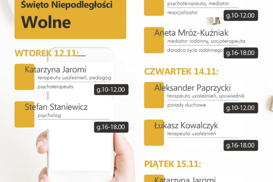 Dyżury telefoniczne – 11-15.11.2024