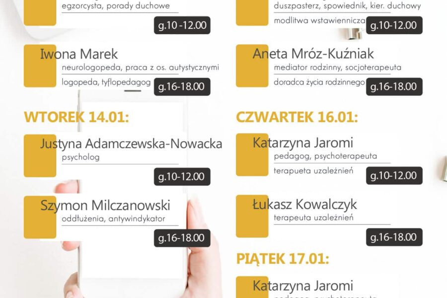 Dyżury telefoniczne – 13-17.01.2025