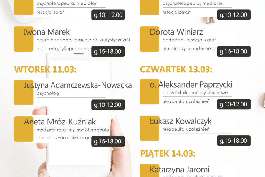 Dyżury telefoniczne – 10-14.03.2025