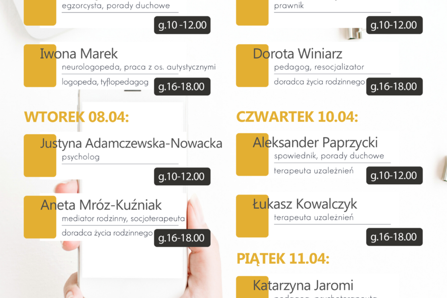 Dyżury telefoniczne – 7-11.04.2025